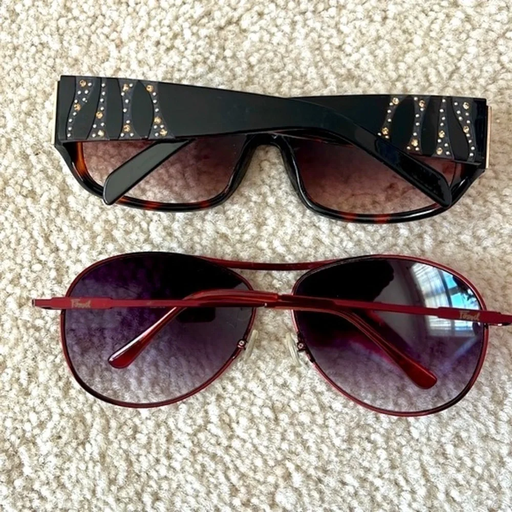 Lot of Six Pairs of Fossil Sunglasses Vintage Y2K Embellished Tortoise Polarized